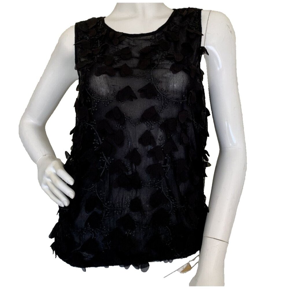 Vintage Y2K Sheer Tank Top Flower Whimsigoth Goth Fairy Blouse Size Small S